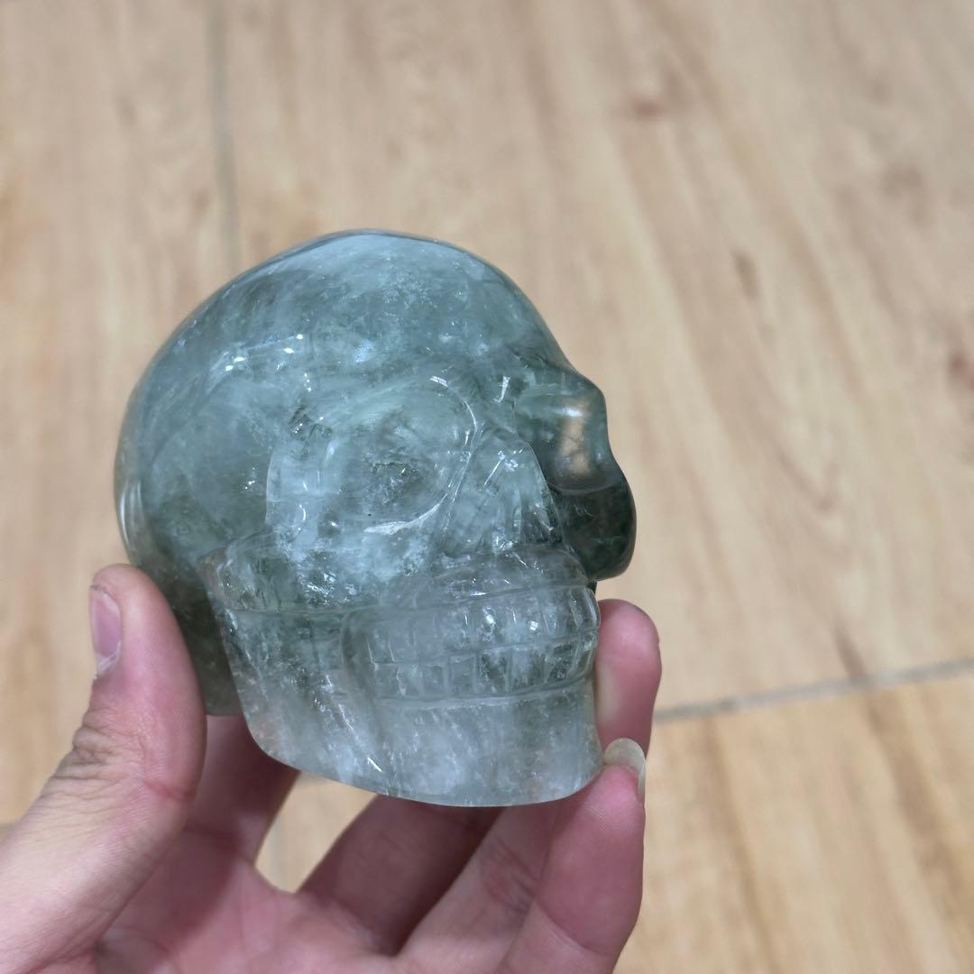 天然石フローライトのスカル　置物　ご購入前に在庫確認必要G.900