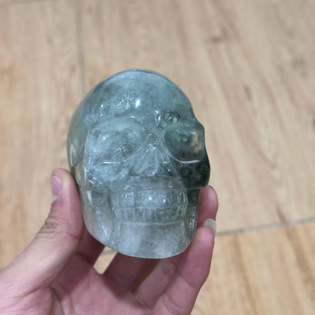 天然石フローライトのスカル　置物　ご購入前に在庫確認必要G.900