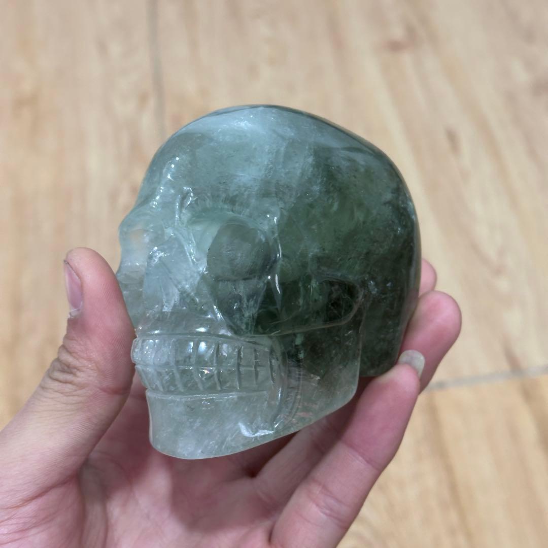 天然石フローライトのスカル　置物　ご購入前に在庫確認必要G.900