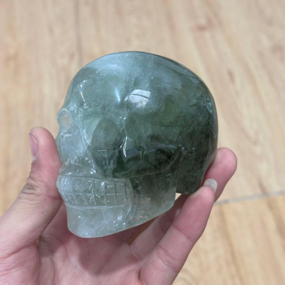 天然石フローライトのスカル　置物　ご購入前に在庫確認必要G.900