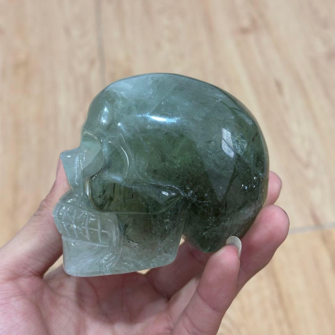 天然石フローライトのスカル　置物　ご購入前に在庫確認必要G.900