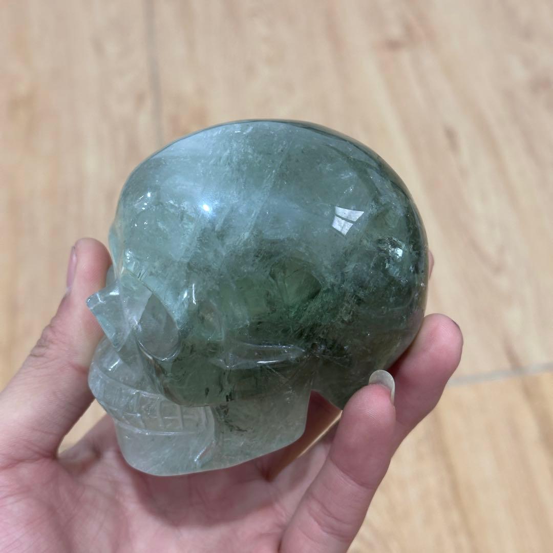 天然石フローライトのスカル　置物　ご購入前に在庫確認必要G.900