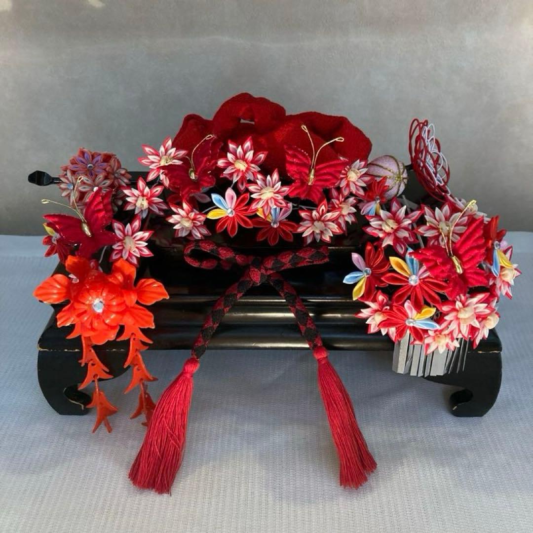 専用　七五三　花盛り！小菊と蝶々の花簪　Uピン簪　ビラ簪　花玉簪　水引簪　玉飾り