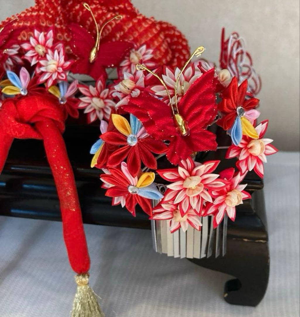 専用　七五三　花盛り！小菊と蝶々の花簪　Uピン簪　ビラ簪　花玉簪　水引簪　玉飾り