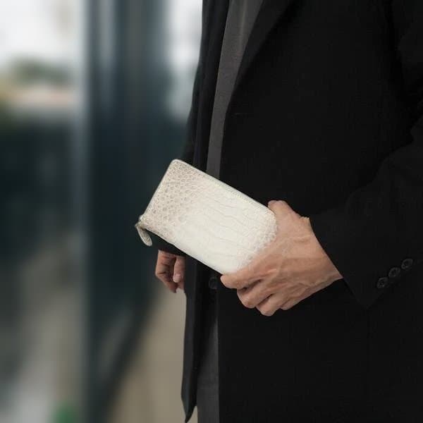 【長財布 高級本革】ヒマラヤクロコ一枚皮 無双仕様 男女兼用ラウンドファスナー2