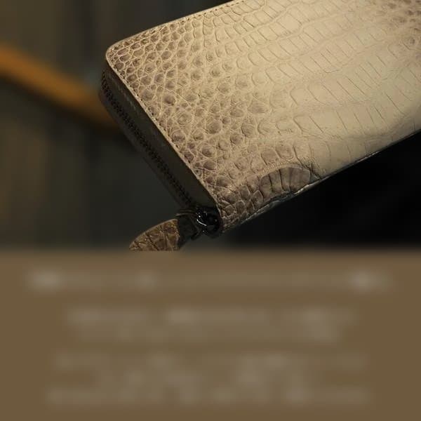 【長財布 高級本革】ヒマラヤクロコ一枚皮 無双仕様 男女兼用ラウンドファスナー2