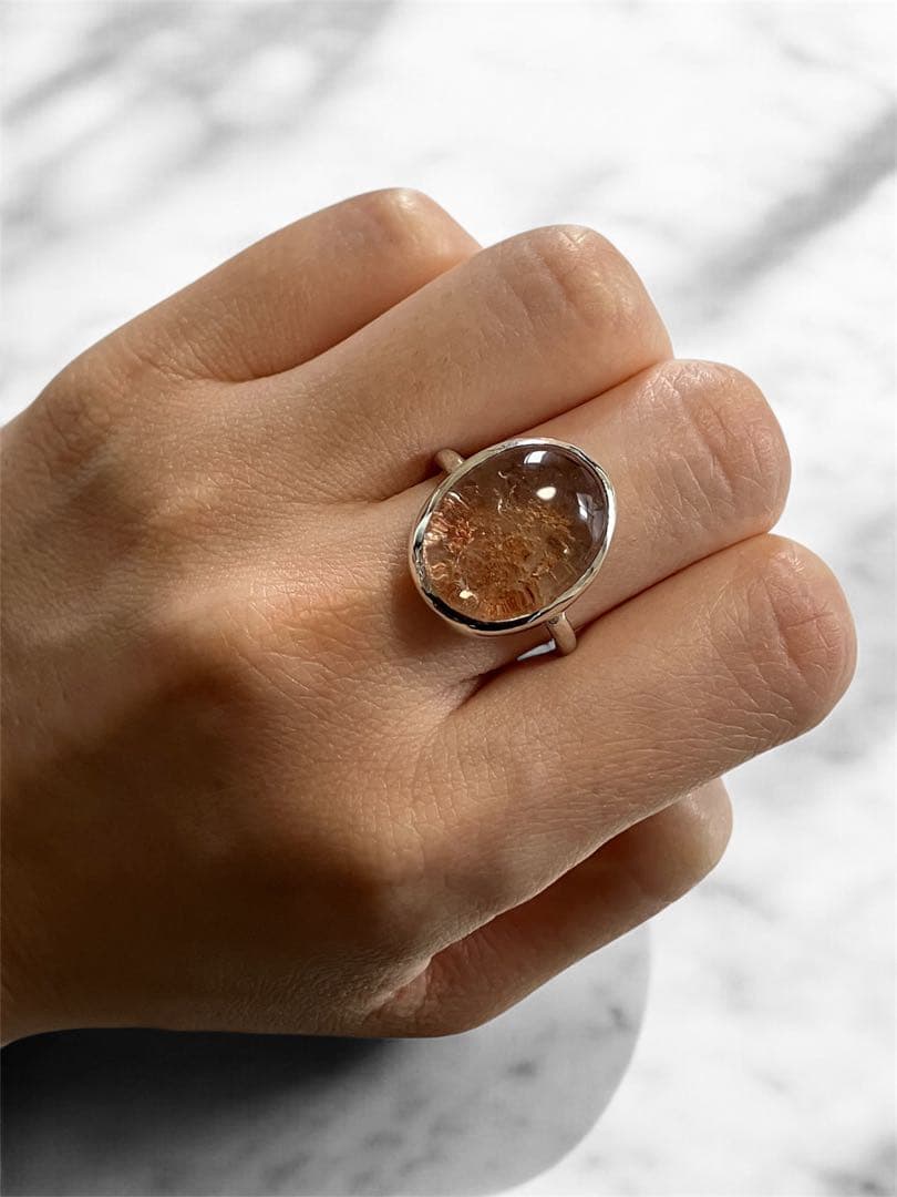 ハンドメイド　シルバーリング　ガーデンクォーツ 13.5号