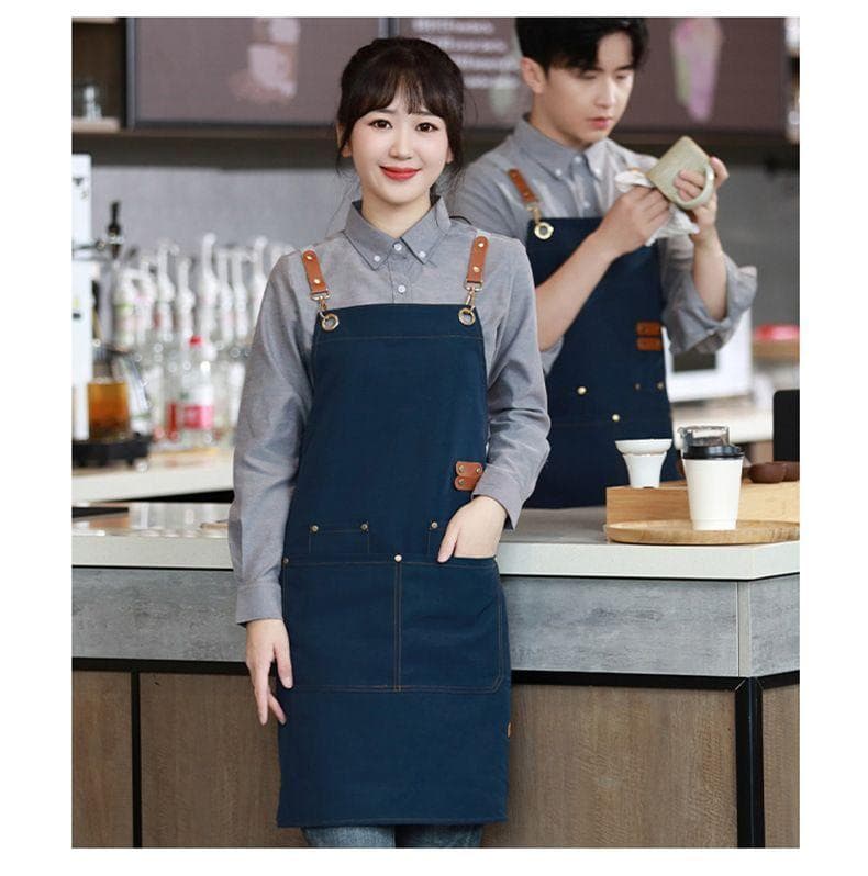 キャンバスエプロン 防水 防油 飲食業 作業用 名入れ可能