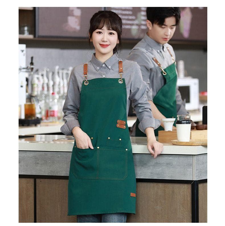 キャンバスエプロン 防水 防油 飲食業 作業用 名入れ可能