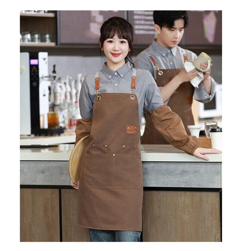 キャンバスエプロン 防水 防油 飲食業 作業用 名入れ可能