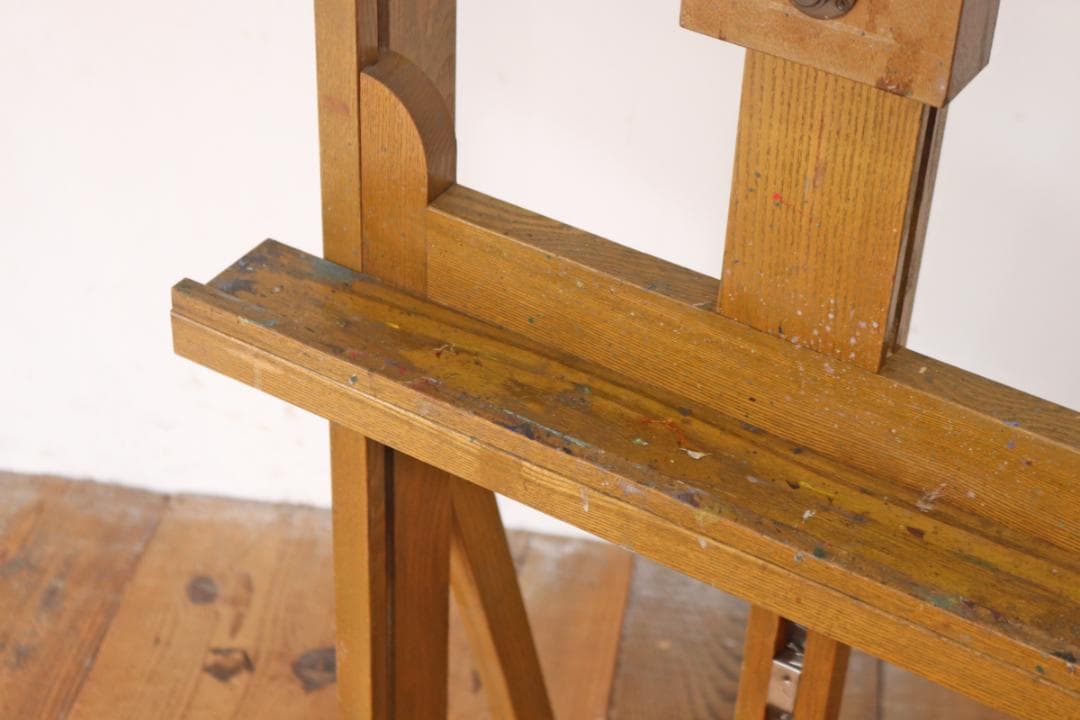 ヴィンテージ 大型 イーゼル 看板立て キャスター 昇降 画架 ディスプレイ