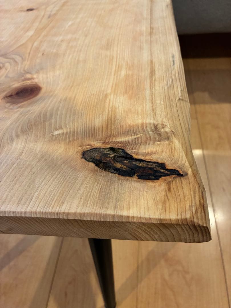 木の温もり。国産檜（ひのき）天然木ローテーブル　ハンドメイド・無垢一枚板