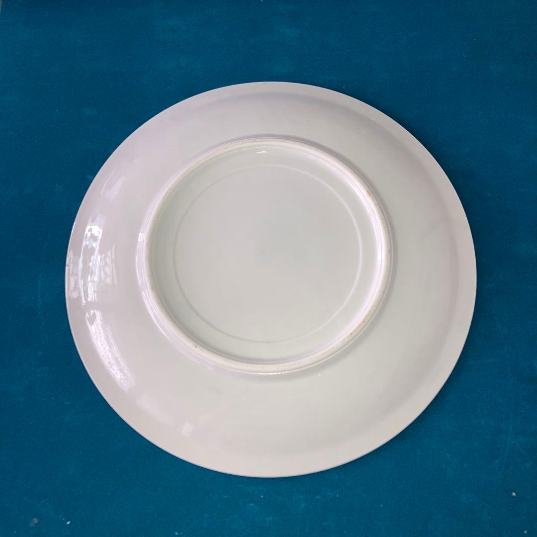 青い海と船の絵柄の陶器皿 約32cm