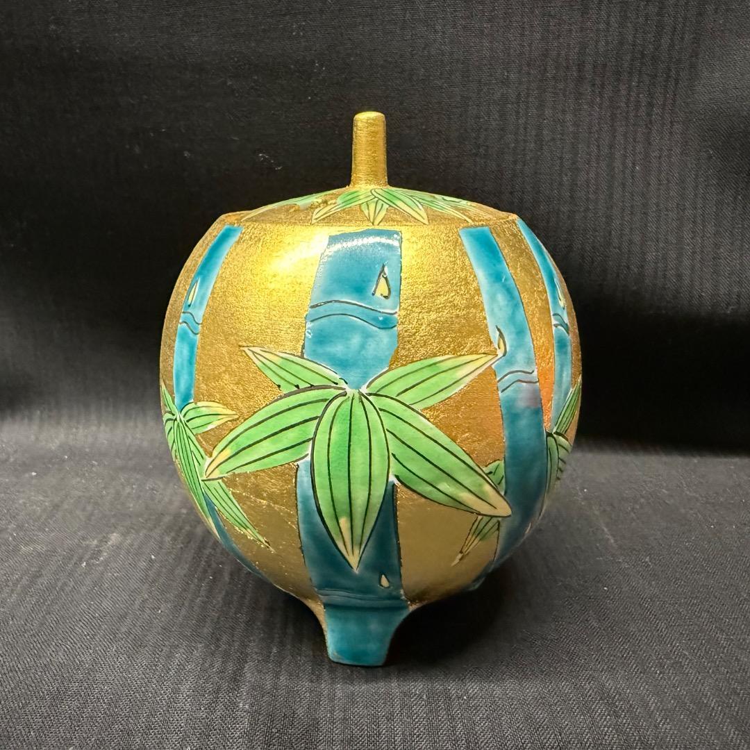 ⬜︎※前Hb1009 未使用　有田焼　香炉　金箔竹　茶道具