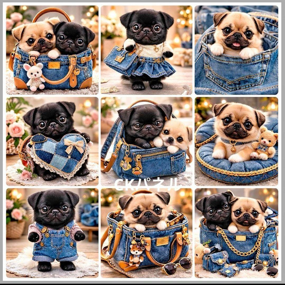 激レア柴犬、チワワ、パグ、ポメラニアン、パピヨン、ダックスパネル生地