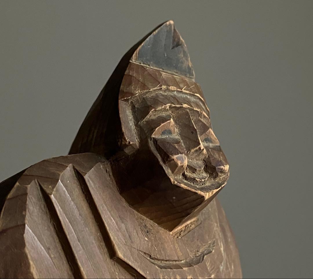 【実用信仰感じる 恵比寿 木彫 約11.5㎝ 大正〜昭和初期頃】郷土玩具仏像骨董