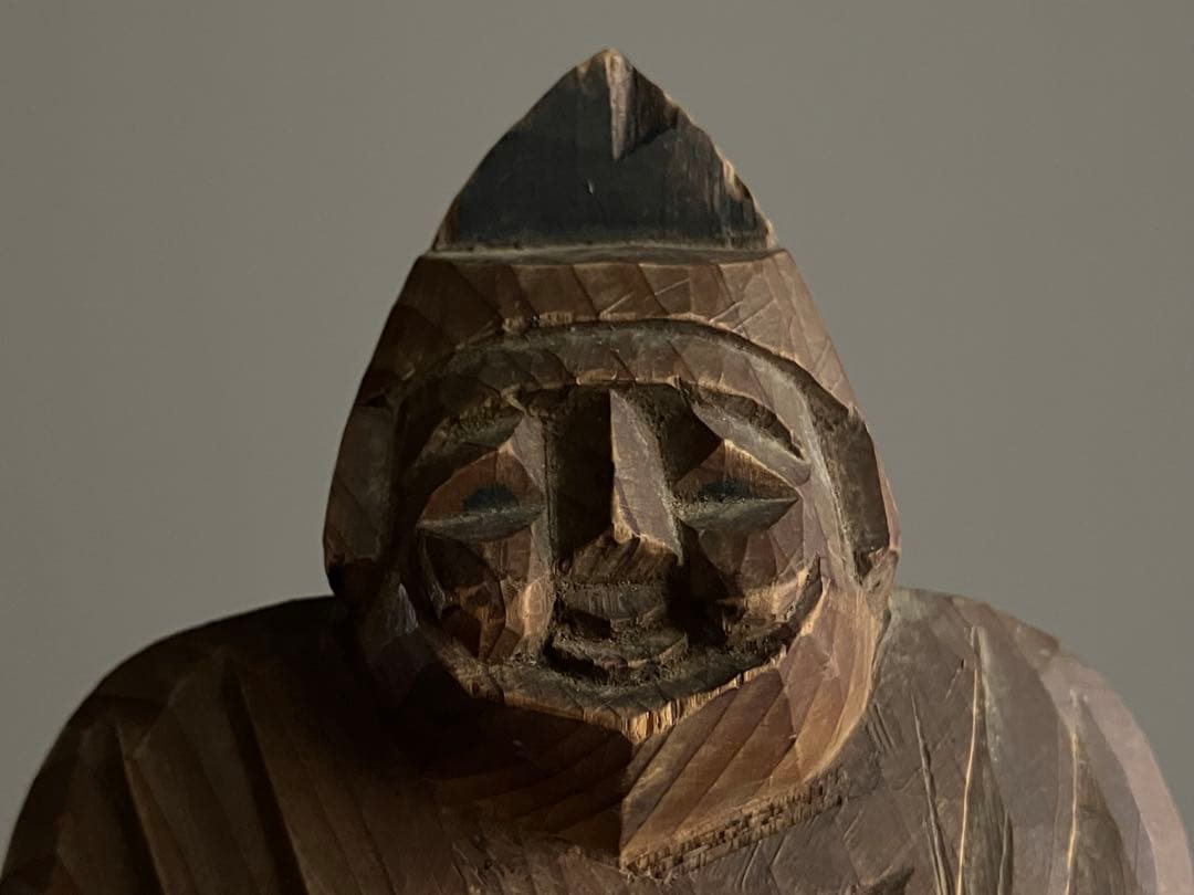 【実用信仰感じる 恵比寿 木彫 約11.5㎝ 大正〜昭和初期頃】郷土玩具仏像骨董