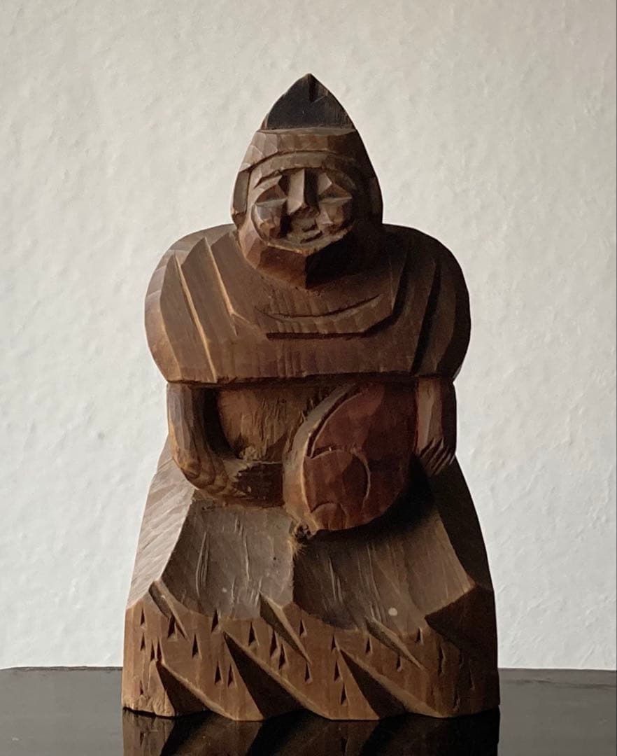 【実用信仰感じる 恵比寿 木彫 約11.5㎝ 大正〜昭和初期頃】郷土玩具仏像骨董