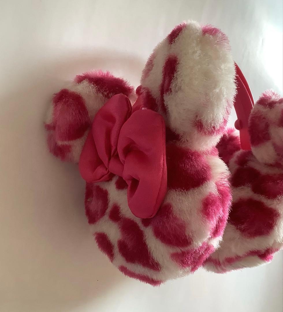 ディズニー ミニー ミニーちゃん 耳あて ヒョウ柄 イヤーマフ 耳当て ピンク