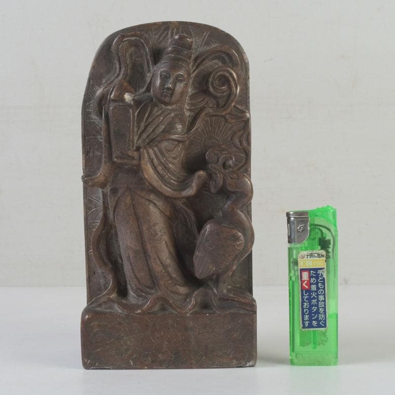 中国　玉石寿山石彫刻　観音像　仏像　置物　V　A77