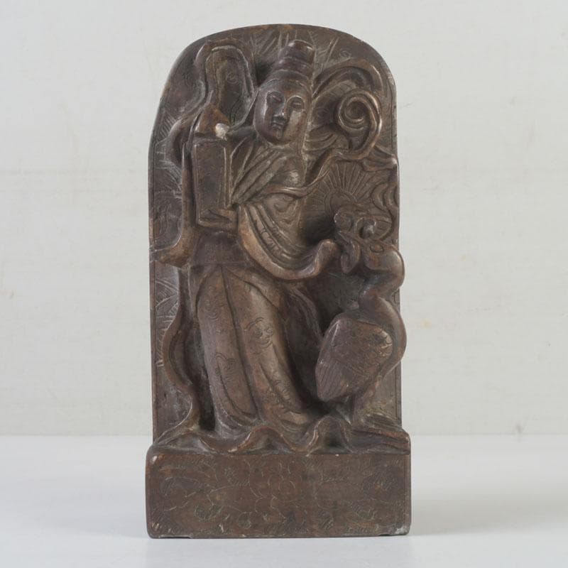 中国　玉石寿山石彫刻　観音像　仏像　置物　V　A77