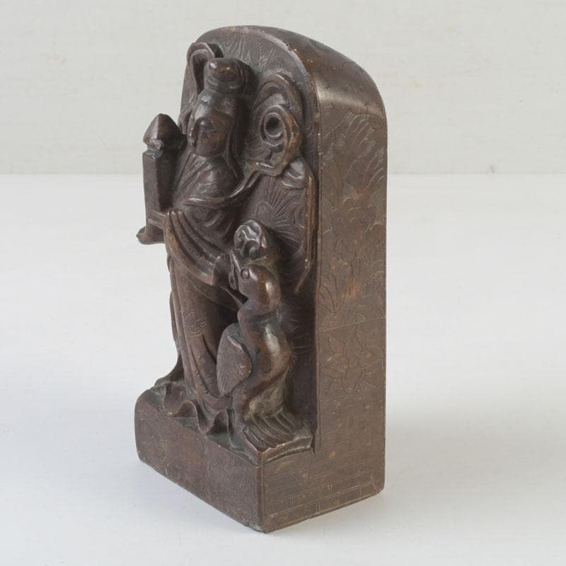 中国　玉石寿山石彫刻　観音像　仏像　置物　V　A77