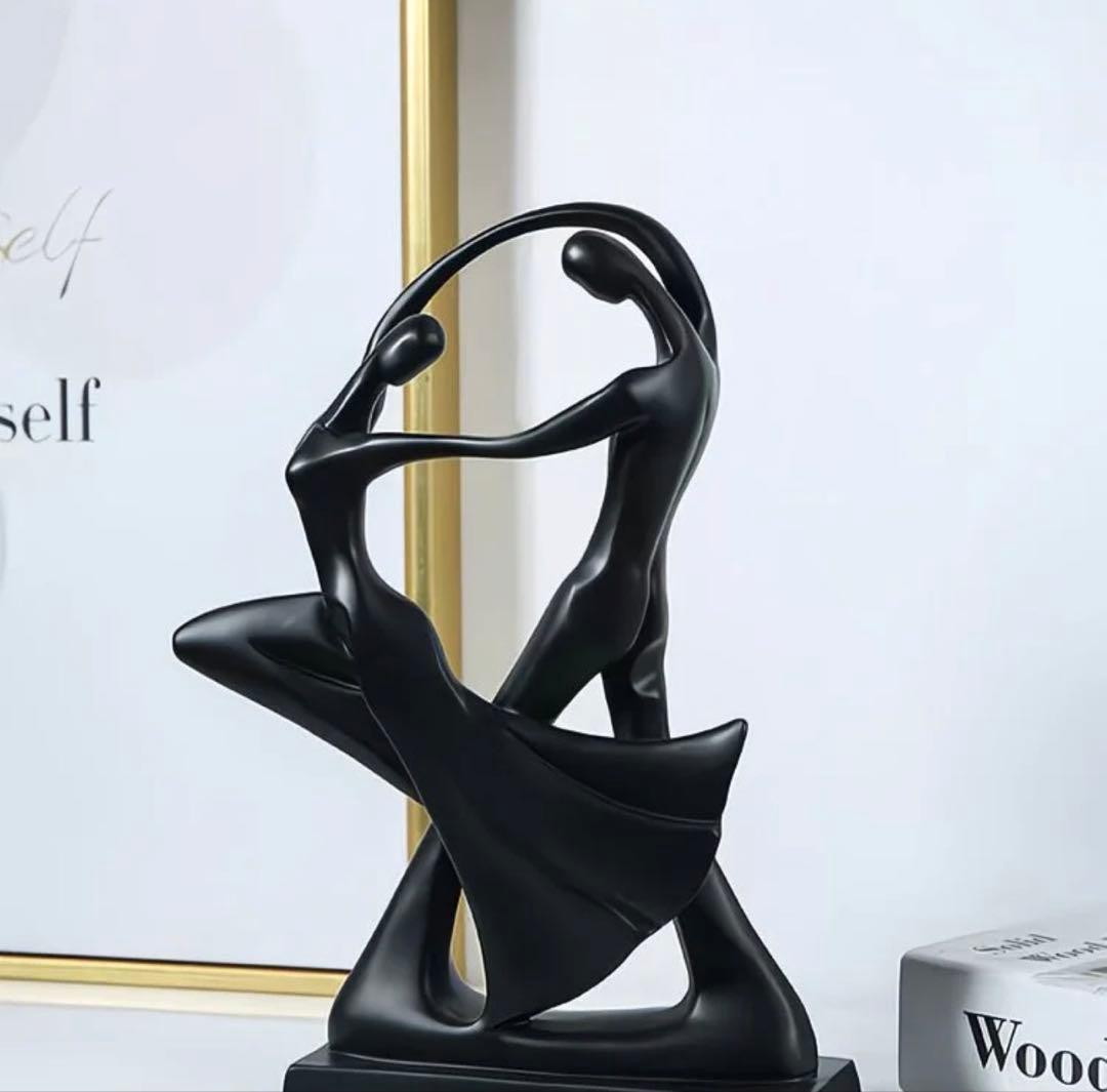 カップルダンス彫刻 ブラックレジン 約30cm