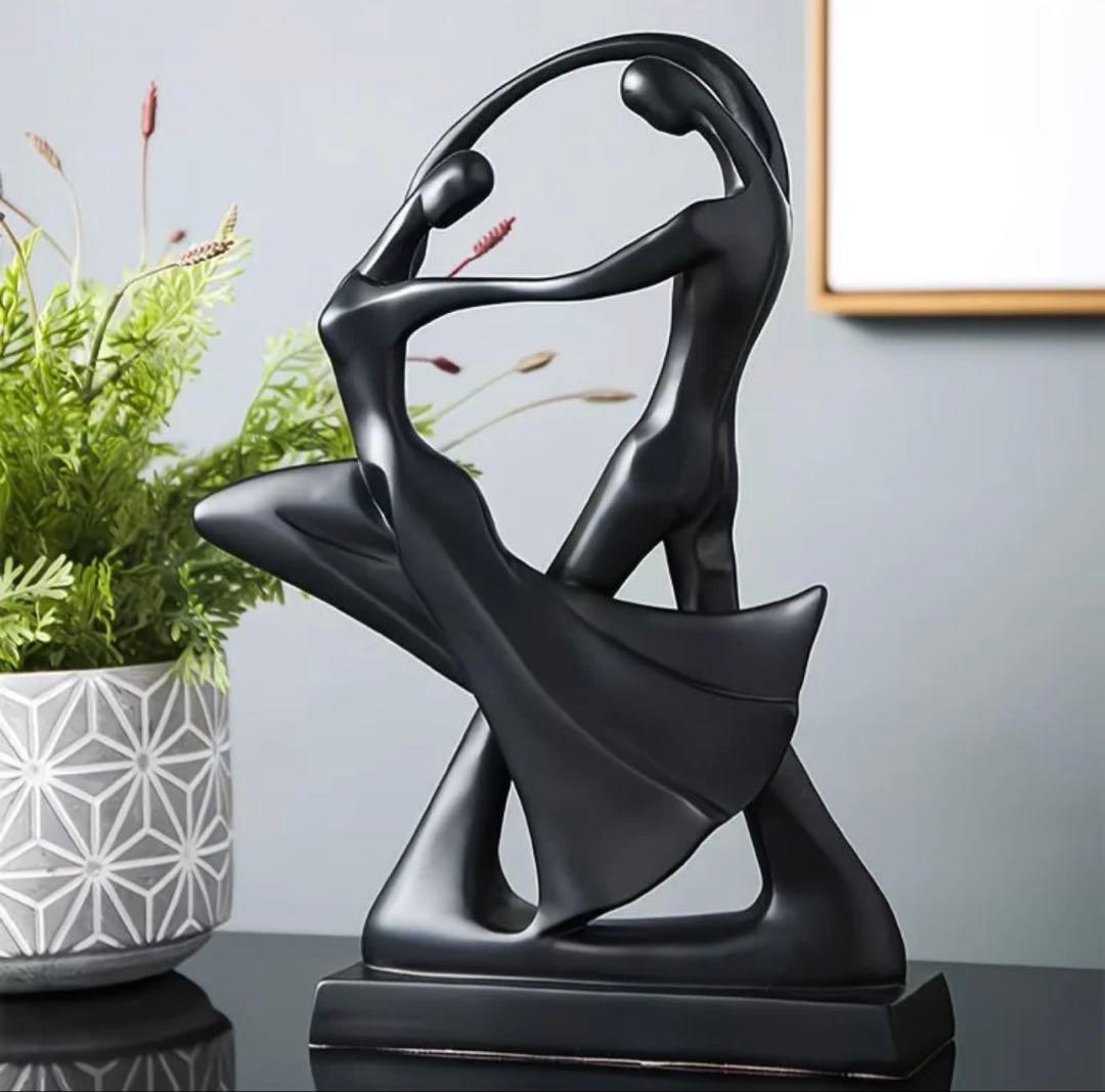 カップルダンス彫刻 ブラックレジン 約30cm