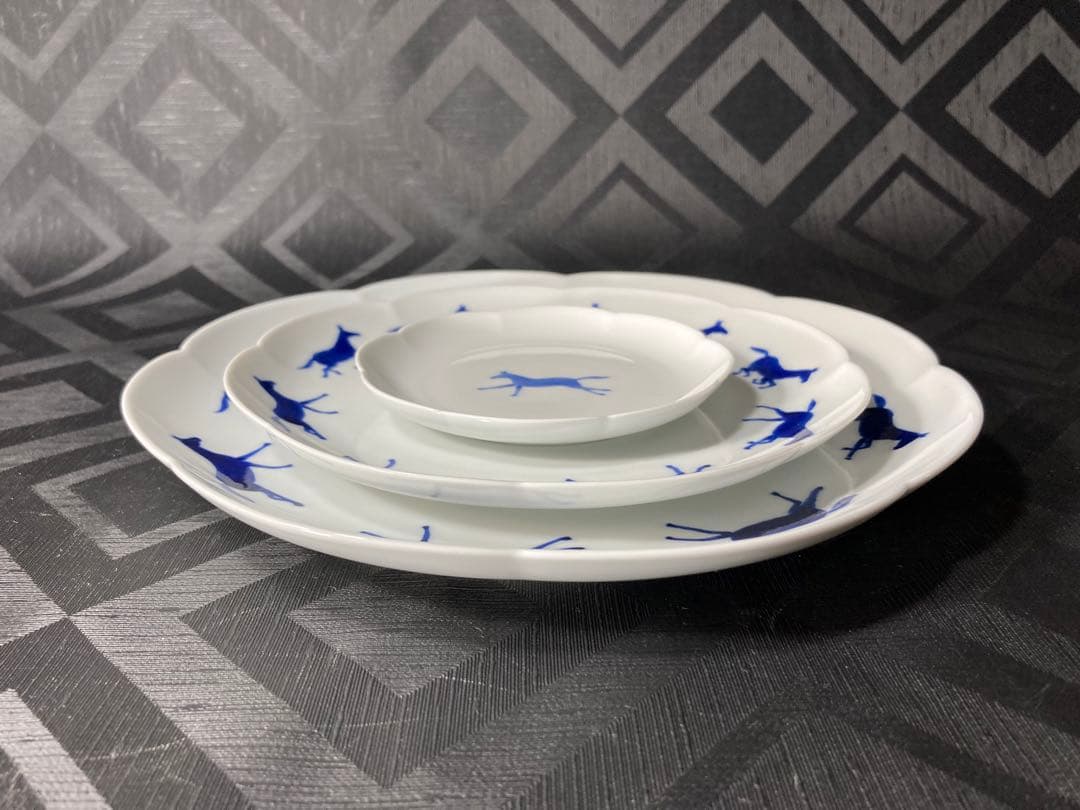 李荘窯　RISO UMAKUYUKU HANAプレートセット　3枚　馬