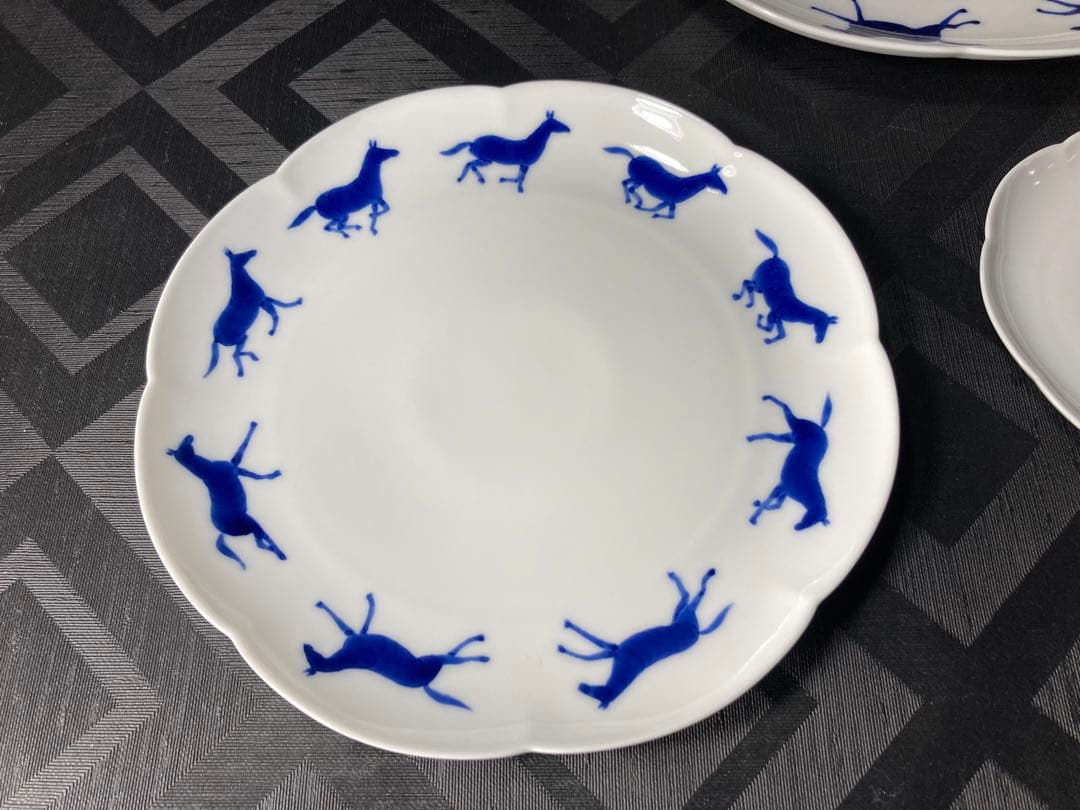 李荘窯　RISO UMAKUYUKU HANAプレートセット　3枚　馬