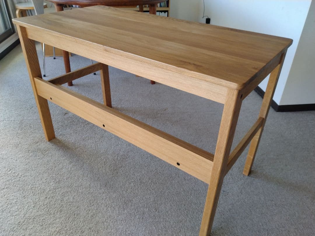 【totoro】MUJI/無印良品 オーク無垢材デスク110cm引出足元棚