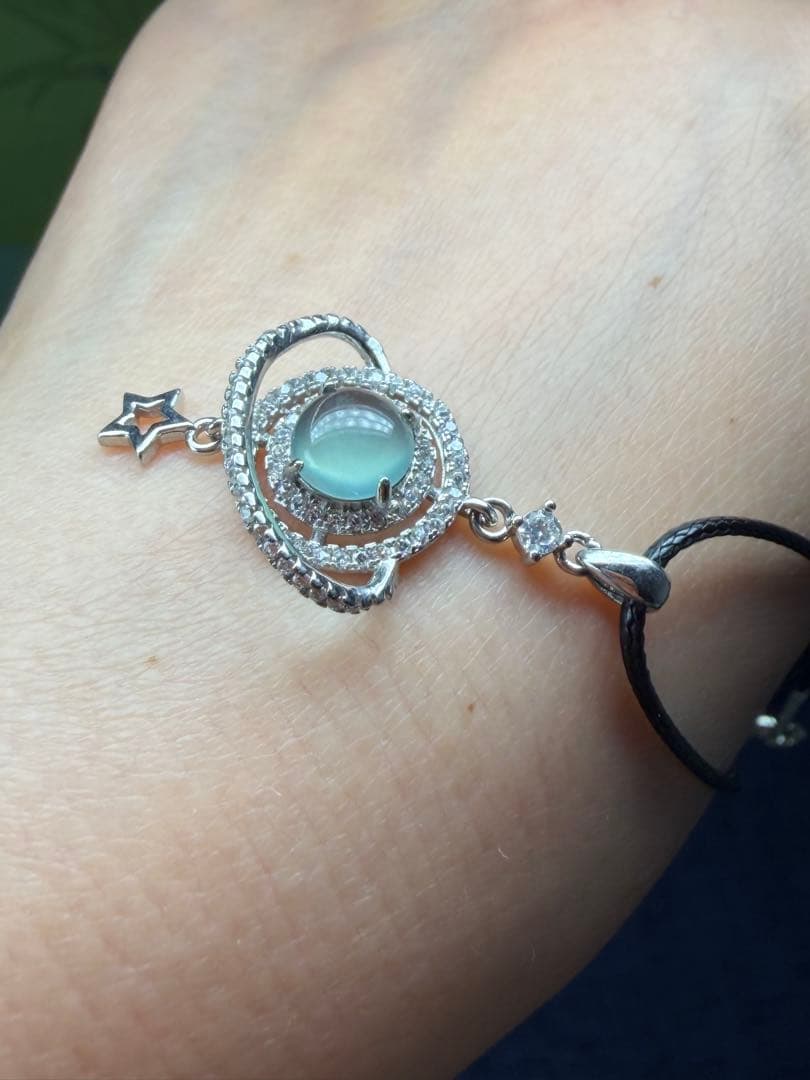 個性的‼️天然本翡翠　クリスタル種S925氷藍水宇宙デザインネックレストップ