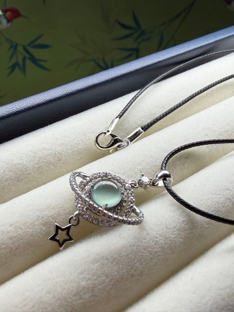 個性的‼️天然本翡翠　クリスタル種S925氷藍水宇宙デザインネックレストップ