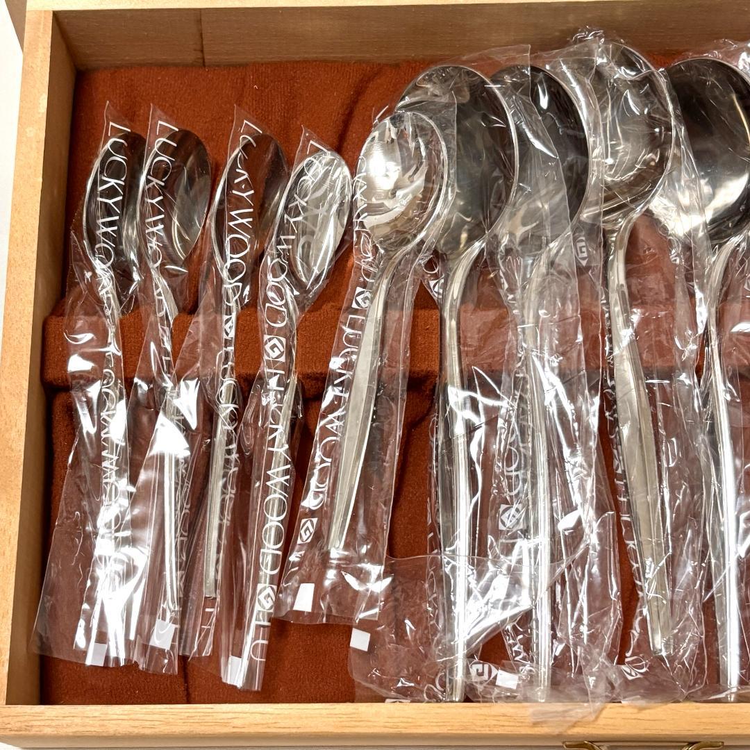 【新品・未使用品】ラッキーウッド カトラリーセット 50pc 5客用