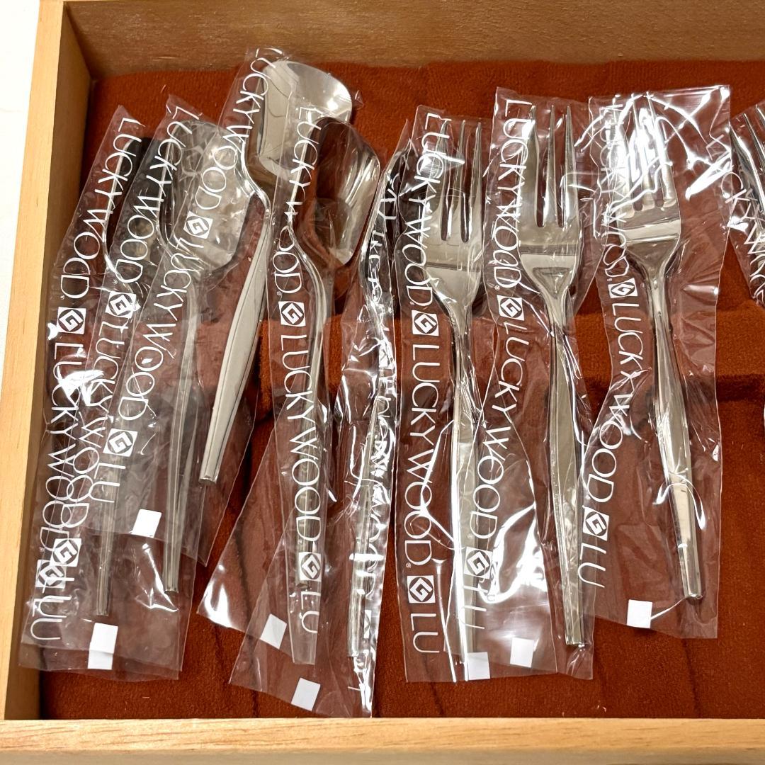 【新品・未使用品】ラッキーウッド カトラリーセット 50pc 5客用