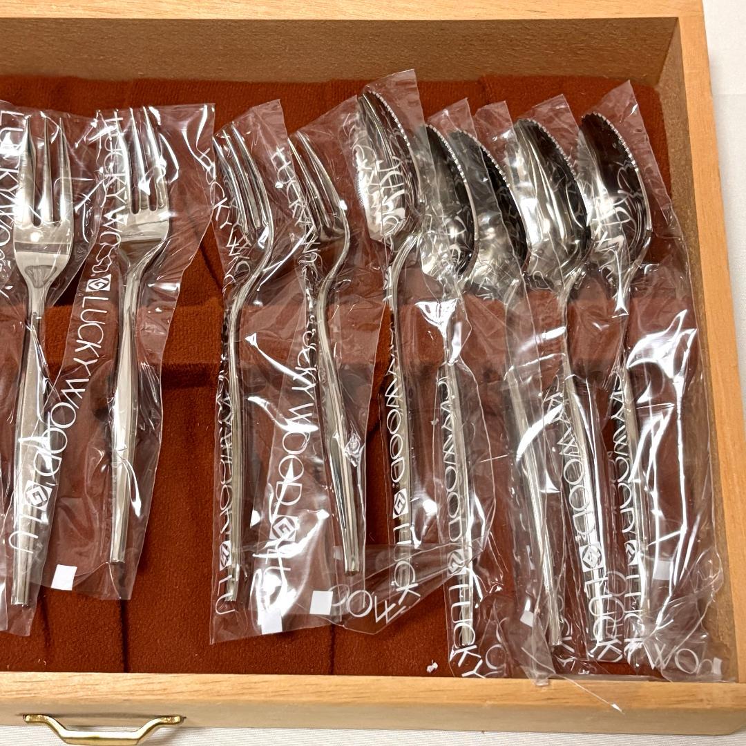 【新品・未使用品】ラッキーウッド カトラリーセット 50pc 5客用