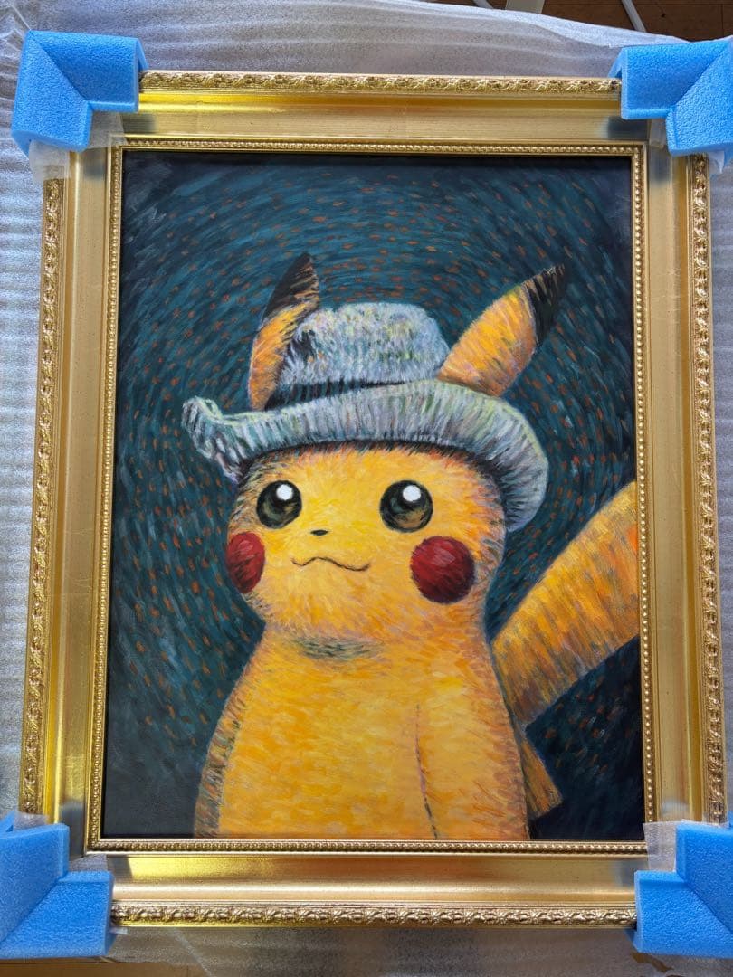 ゴッホピカチュウ キャンバスアート 金枠 Mサイズ（65cm×50cm）証明書付