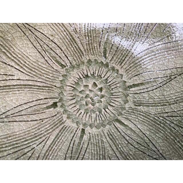 豊前吉右衛門窯　青瓷刻花文　中鉢　鉢　菓子鉢