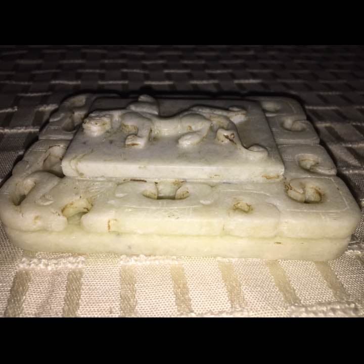 書道具 玉製 雲龍彫刻 硯 木箱付です。，