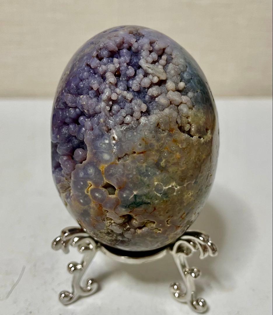 グレープアゲート カルセドニー エッグ 卵形 鉱物標本 葡萄瑪瑙原石 風水晶