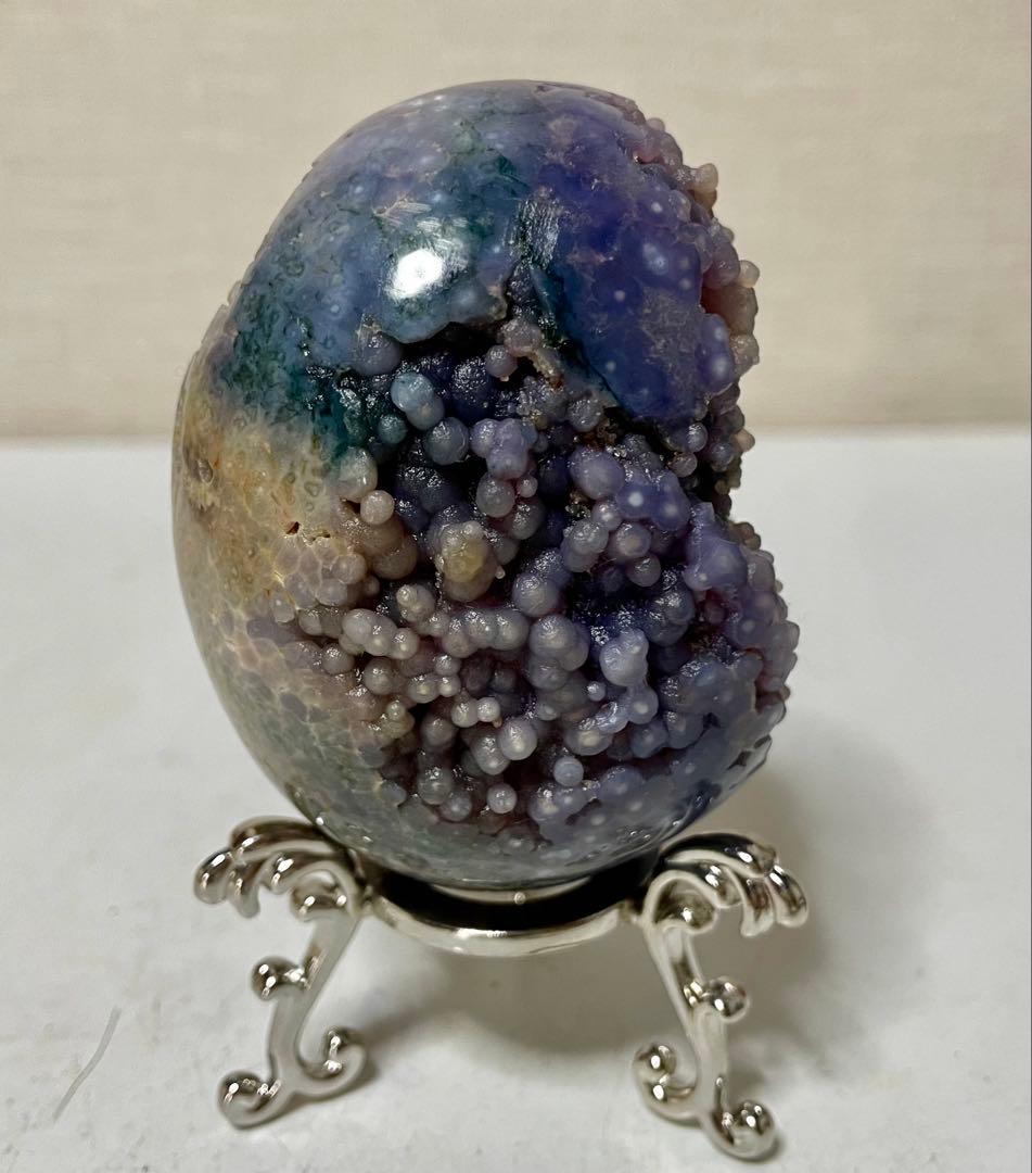 グレープアゲート カルセドニー エッグ 卵形 鉱物標本 葡萄瑪瑙原石 風水晶