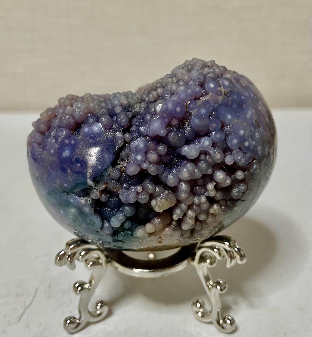 グレープアゲート カルセドニー エッグ 卵形 鉱物標本 葡萄瑪瑙原石 風水晶