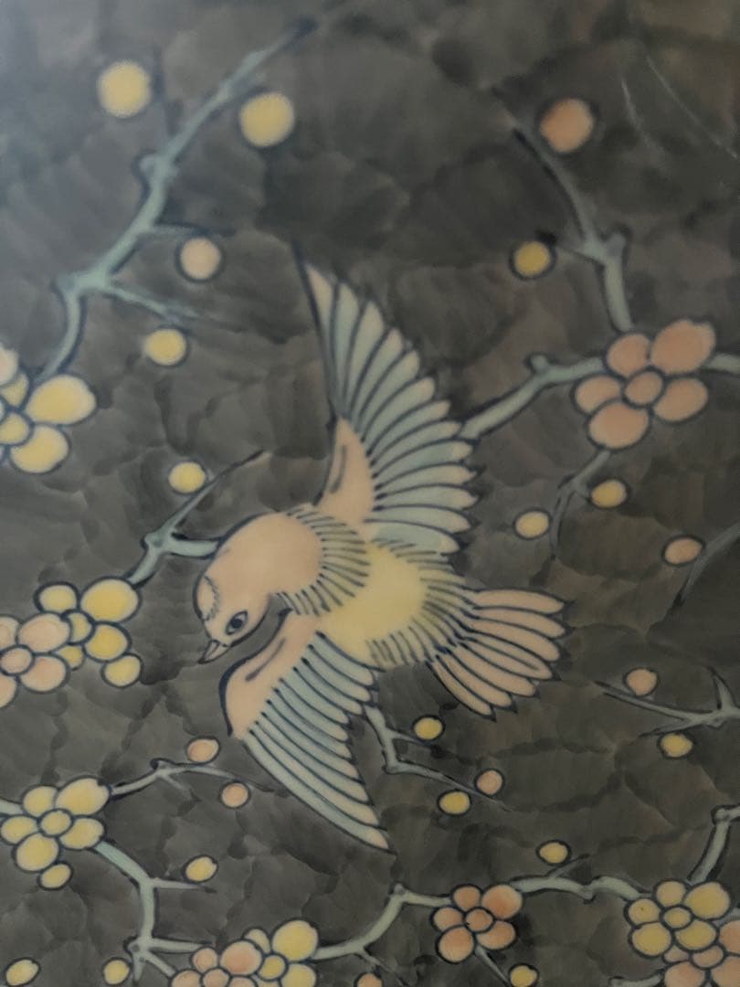花鳥薄墨　飾り皿　美品