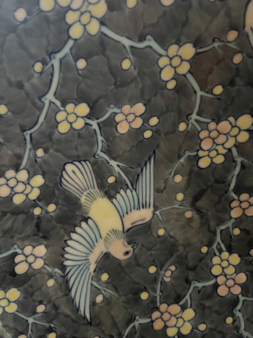 花鳥薄墨　飾り皿　美品
