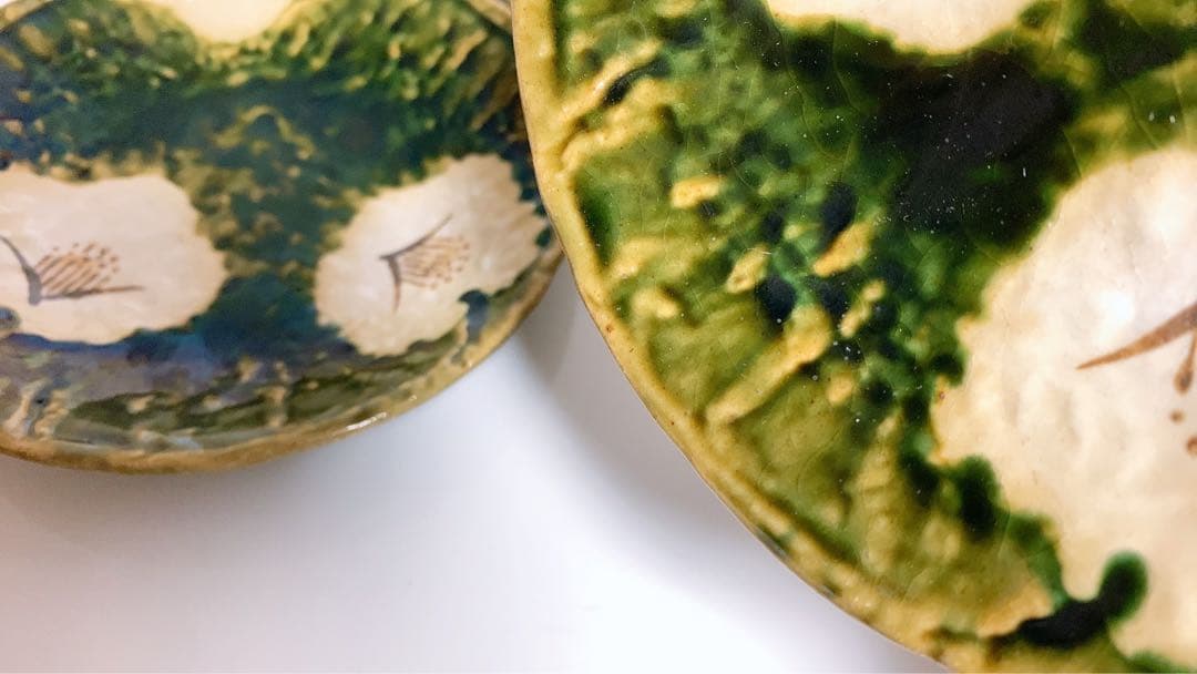 織部　白椿　和皿