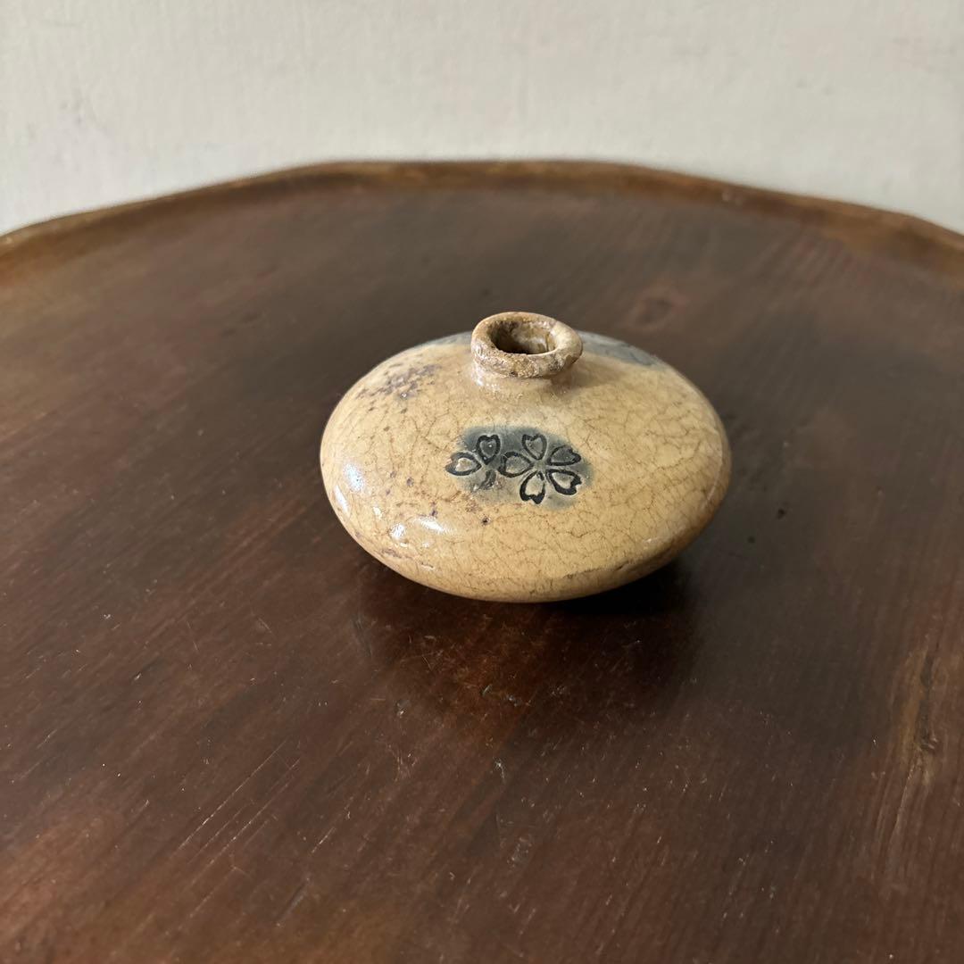 黄瀬戸　御深井　油壷　瀬戸　丹波　江戸時代 小壺 花器 民藝 検:白洲正子李朝