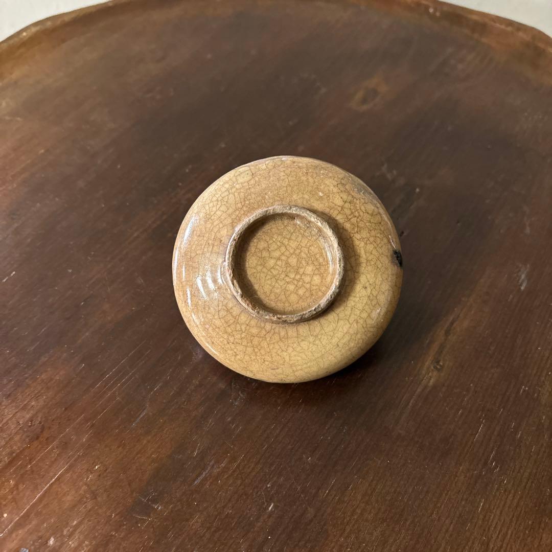 黄瀬戸　御深井　油壷　瀬戸　丹波　江戸時代 小壺 花器 民藝 検:白洲正子李朝