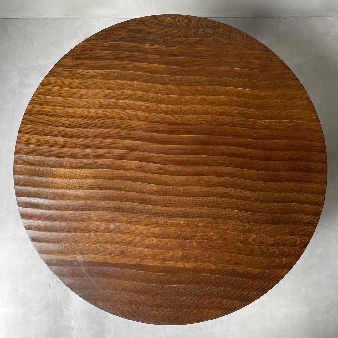 飛騨高山　高級家具　無垢材　円形　木製　ローテーブル ダークブラウン　円卓　座卓