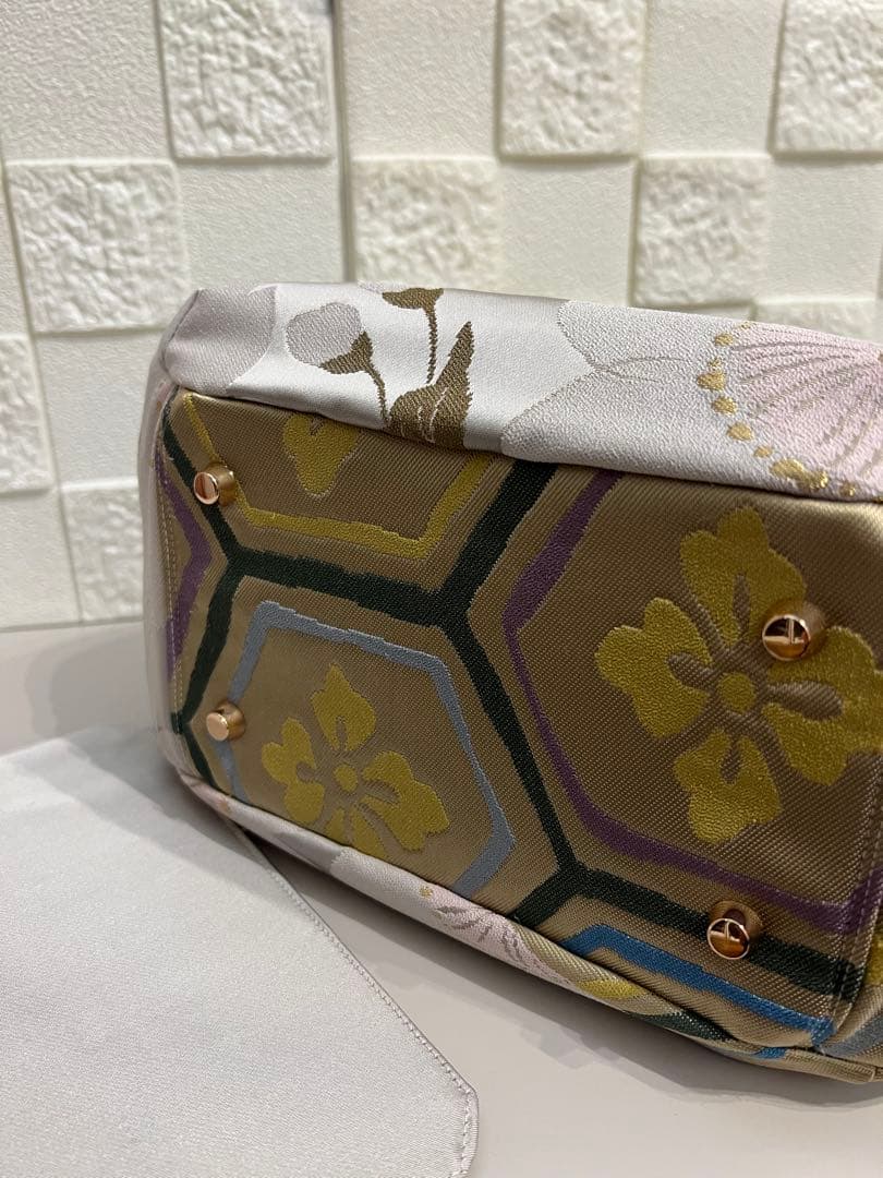 【正絹　チューリップバッグS】高級　人形師辻村ジュサブロー氏　上代49万の帯