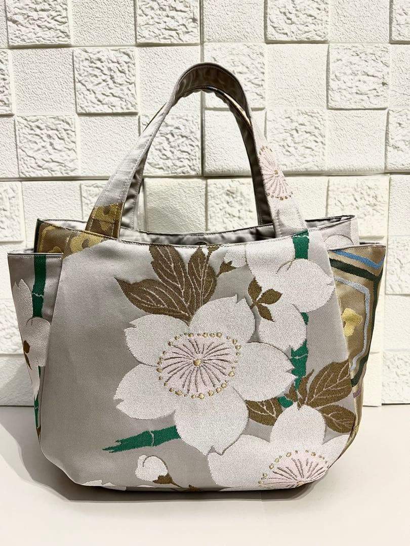 【正絹　チューリップバッグS】高級　人形師辻村ジュサブロー氏　上代49万の帯